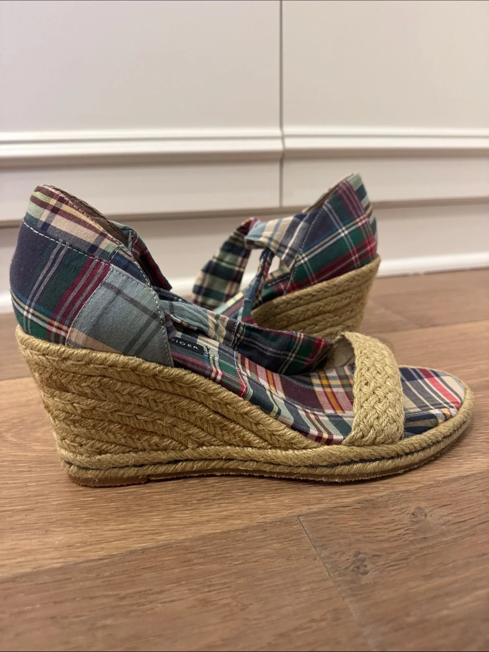 Tommy Hilfiger Multicolor Plaid Espadrilles with Braided Jute Strap